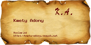 Kmety Adony névjegykártya